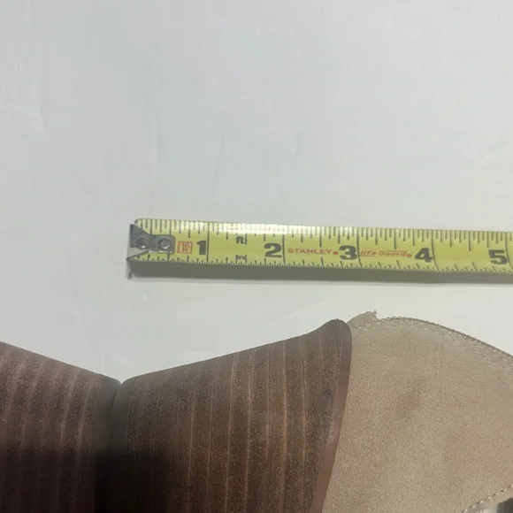 Crown Vintage Ludawen tan leather upper wedge sandals zipper & adjustable buckle - Picture 3 of 9